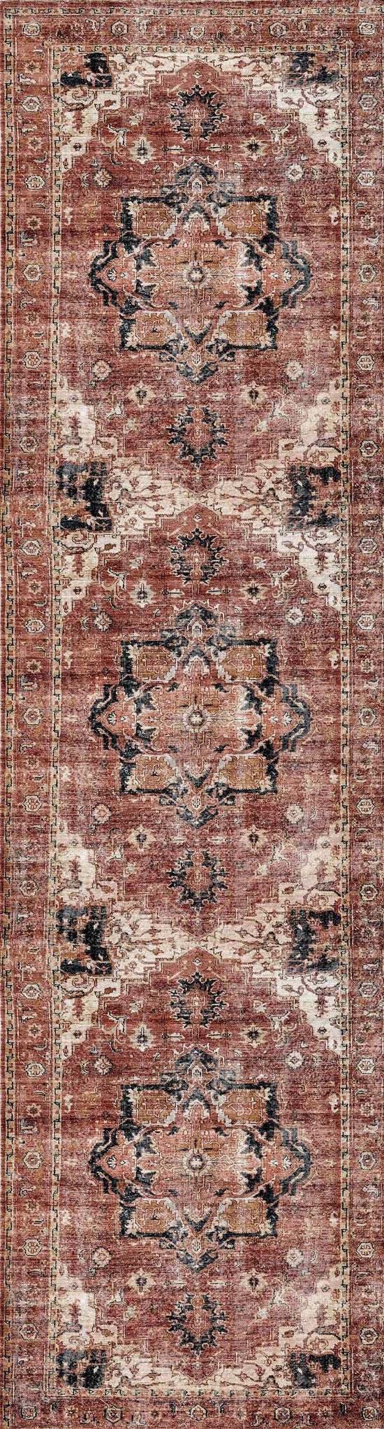 Distressed Vintage Cezanne Terracotta Runner - VITAL 2244-01