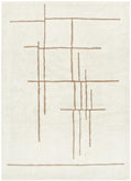 Highlands Abstract Beige Lines Washable Wool Rug