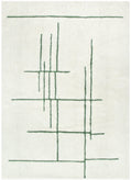Highlands Abstract Olive Lines Washable Wool Rug