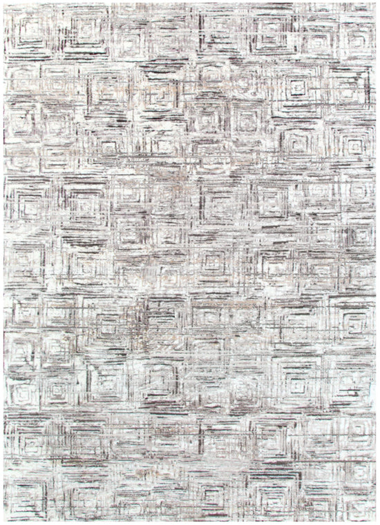 Atina Distressed Geo Squares Grey Rug - AT03