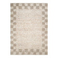 Eco Weave Checkered Border Cream Beige Jute and Wool Rug