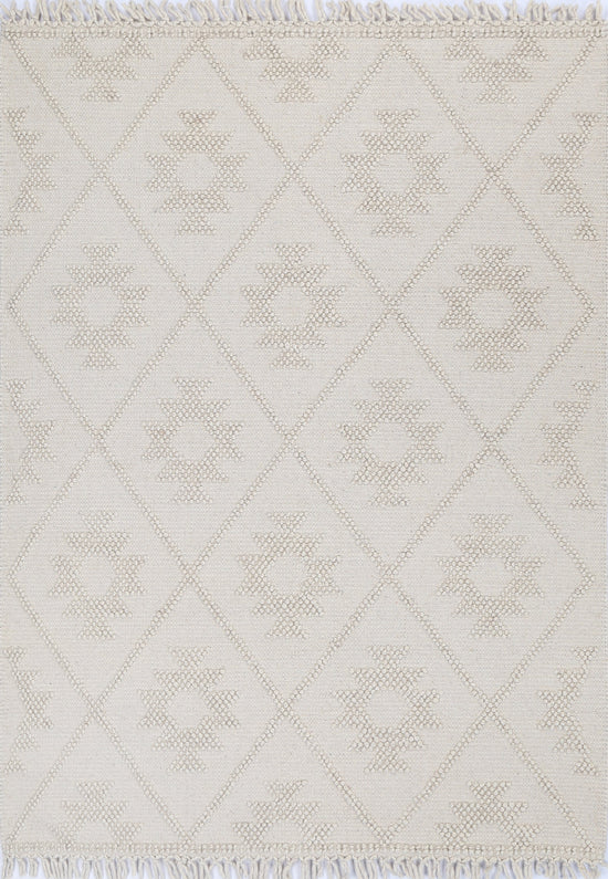 Diego Geometric Beige Wool Rug - DIEG04
