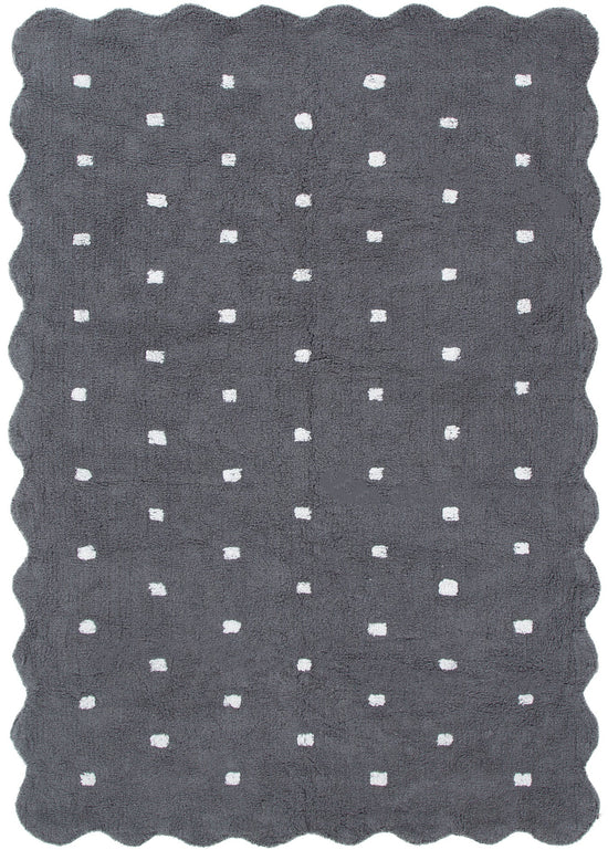 Mellow Rectangle Scalloped Kids Rug Grey: New Arrival