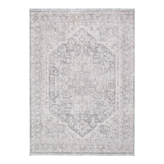 Heritage Distressed Medallion Grey Rug - H103:  (Different Tassel)