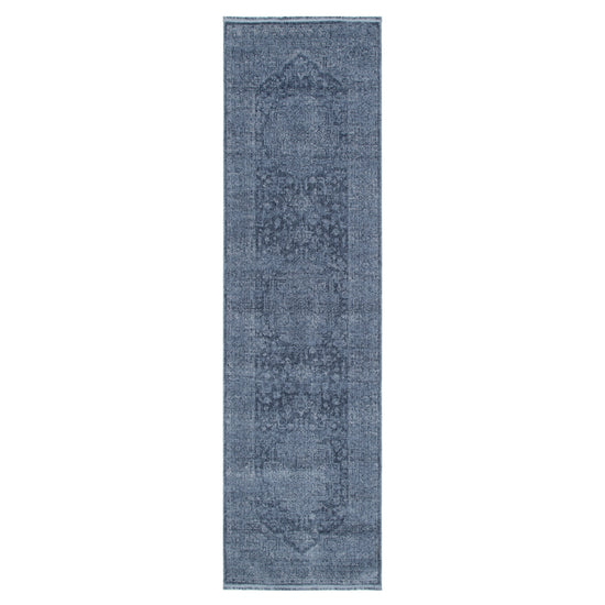 Heritage Distressed Medallion Blue Runner - H104: (Different Tassel)