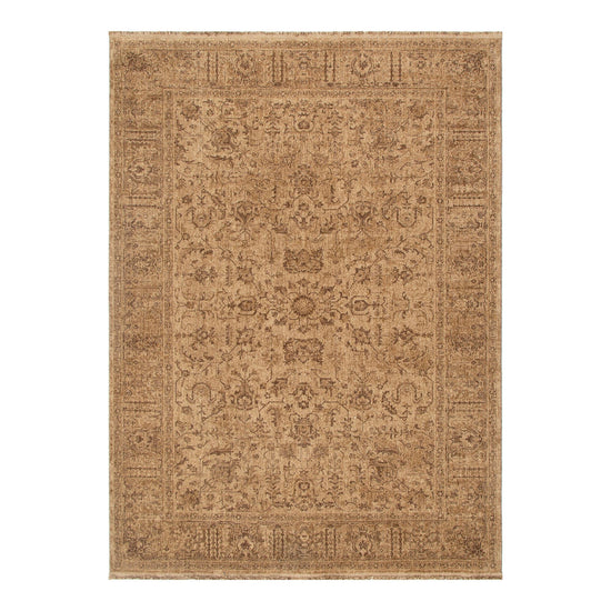 Heritage Distressed Border Mustard Rug - H105: (Different Tassel)