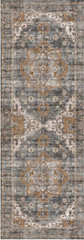 Distressed Vintage Cezanne Rabbit Gray Inca Gold Runner Rug - VITAL 2244-04