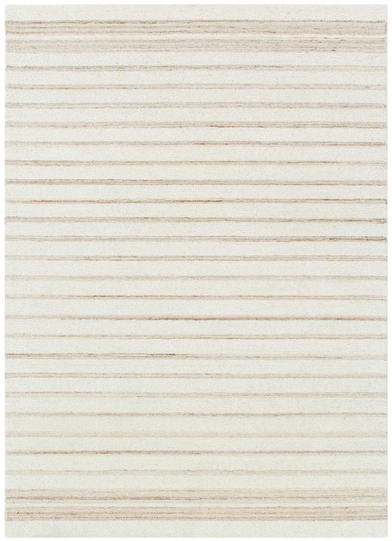 Praia Stripes Ivory Beige Wool Rug