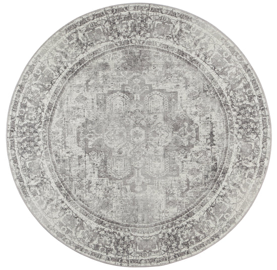 Distressed Vintage Chilaz Grey Round Rug - VITAL 2085-04
