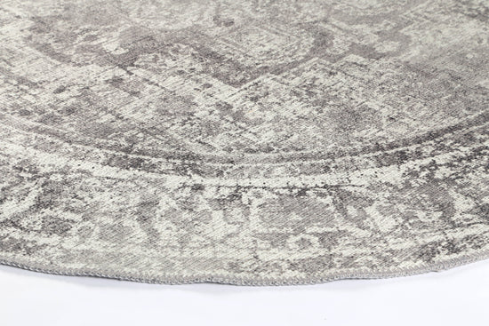 Distressed Vintage Chilaz Grey Round Rug - VITAL 2085-04