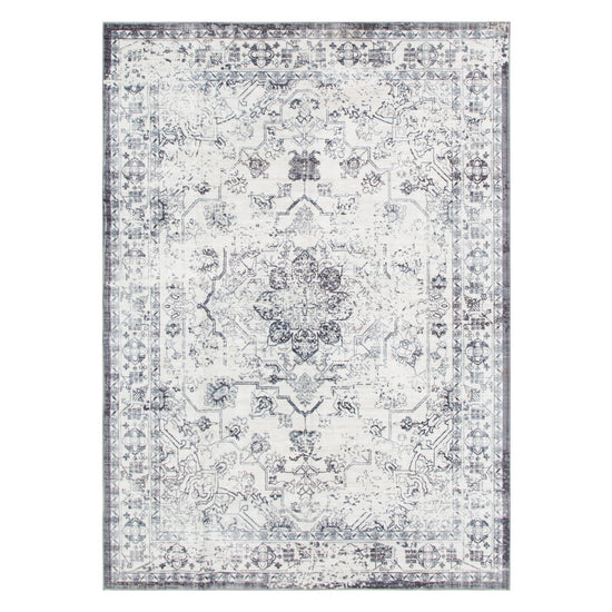 Washwell Blue Distressed Medallion Machine Washable Rug - WASH007